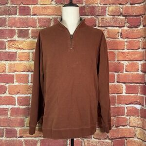 Pendleton 1/4 Zip Mock Neck Ribbed‎ Knit Sweater Mens XXL Brown 100% Cotton